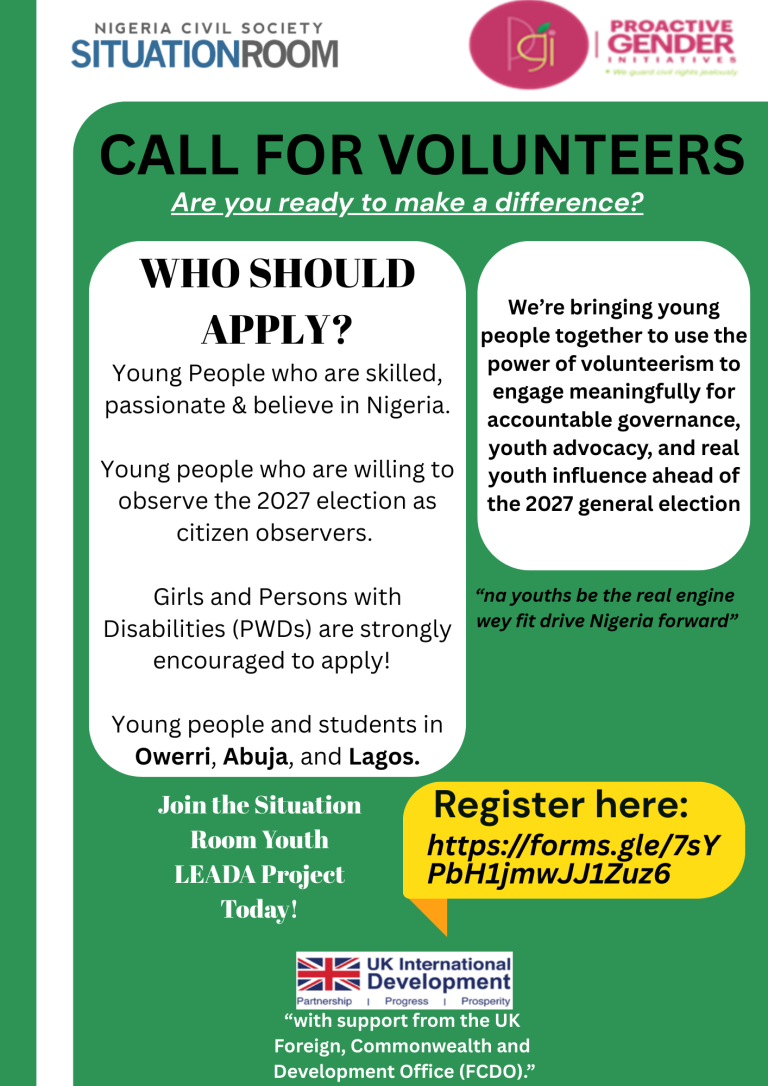 CALL FOR VOLUNTEERS